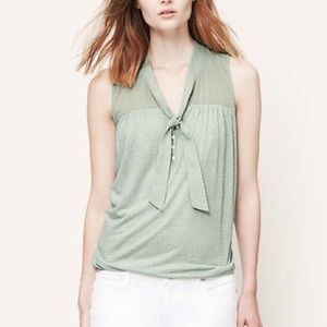 Loft Mosaic Print Tie Neck Sleeveless Shell